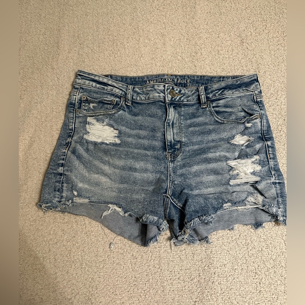 American Eagle Outfitters Blue Distressed Denim Cut-Offs